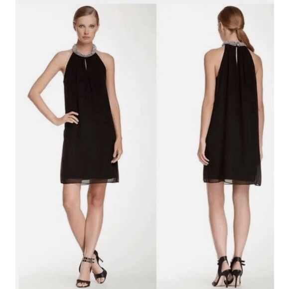 Diane Von Furstenberg Dresses & Skirts - Diane Von Furstenberg Silk Lainey Embellished Dress Black w/ Silver Beads Size 4